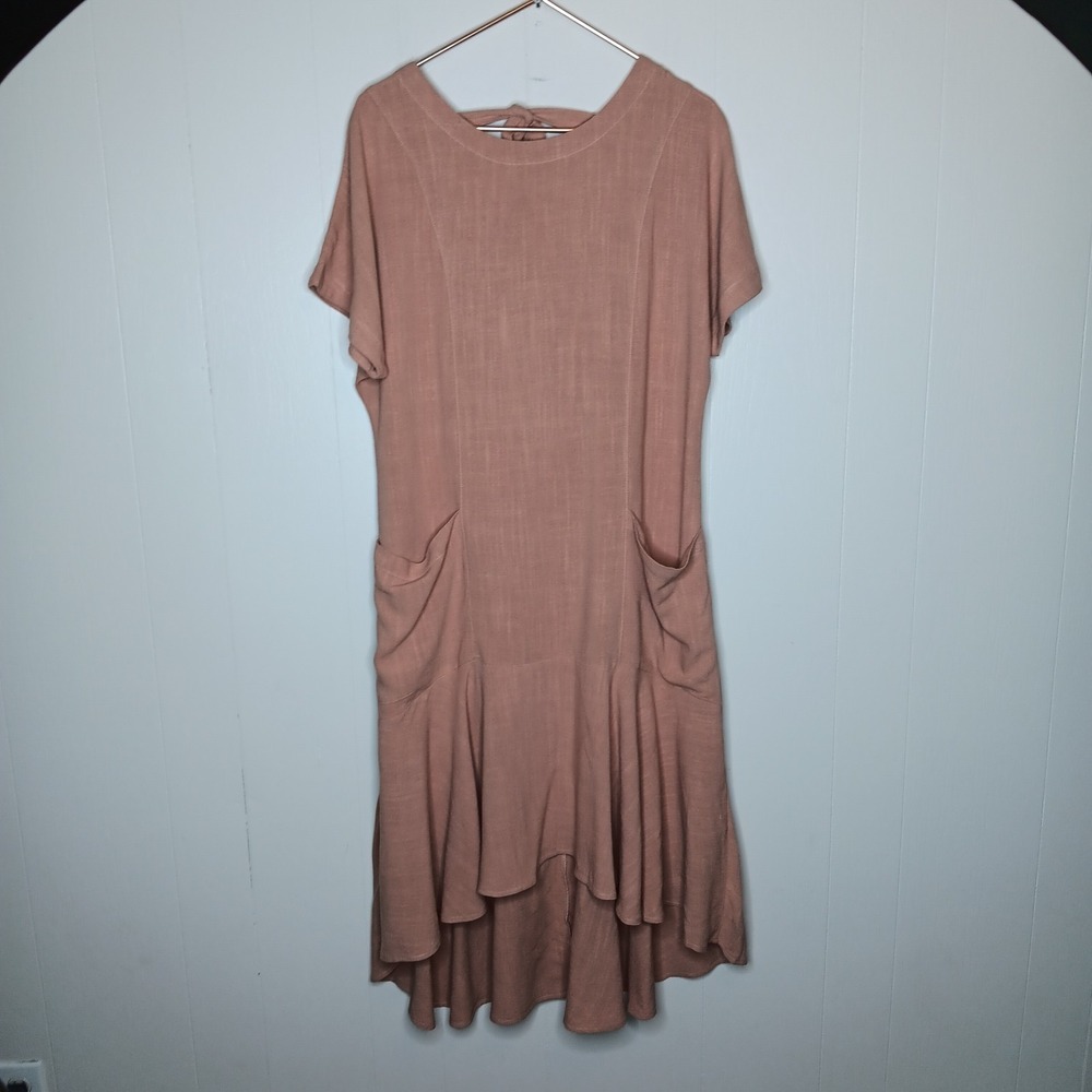 Calista Shift Dress Size M Nude Pink Lagenlook European Linen Wedding Feminine
